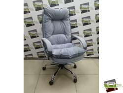 Кресло Кр85 ТГ СП ХРОМ HT12 (ткань серо-голубая)