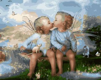 Картина по номерам 40х50 GX 29024 Влюбленные ангелочки