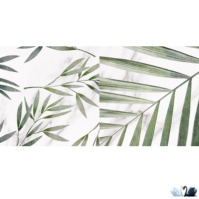Плитка настенная Laparet Blanco белая микс 08-00-01-2676 20х40 см с зелеными тропическими растениями