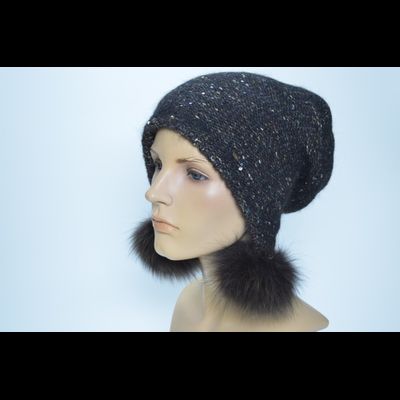 Шапка Vizio 1010 PP 66 ушанка темно коричневая с помпонами