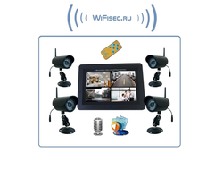 DIY SS. Уличный беспроводной комплект Монитор с встроенным видеорегистратором + 4 уличных WiFi видеокамеры