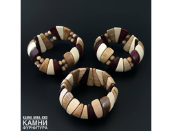 Браслеты "Зубчики" микс деревянных бусин 28,5х9-10 мм, цена за штуку