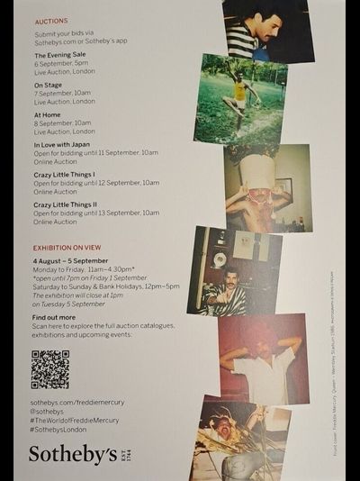 Freddie Mercury A World Of His Own Exhibition Guide Sotheby's