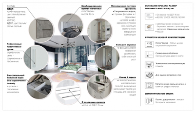 Кровать Аврора, ателье светлый/белый, разный размер