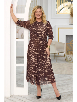 Платье сетка Лейла коричневый 58,60р