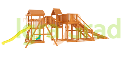 Детская деревянная зимняя горка Snow Fox 5,9 м + "Панда Фани Gride"