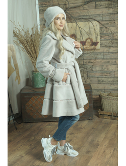 Меховая шуба цвет сиреневый модель 101