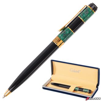 Ручка подарочная шариковая GALANT «Granit Green», корпус черный с темно-зеленым, золотистые детали, пишущий узел 0,7 мм, синяя. 140393