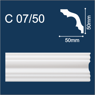 С07/50  плинтус потолочный экструдированный, белый