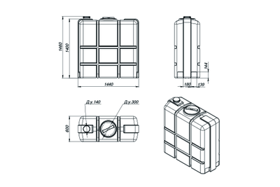 Размеры емкости К1000 белый в обрешетке