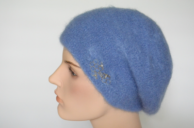 Мохеровый голубой женский берет Vizio Италия 6945 B