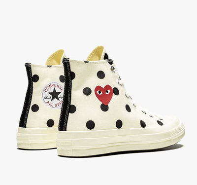 Высокие женские Кеды Converse Comme des Garçons белые в горошек 157249c
