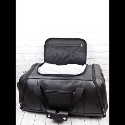 Кожаная дорожная сумка / рюкзак Napoli black 
(арт. 4034-01)