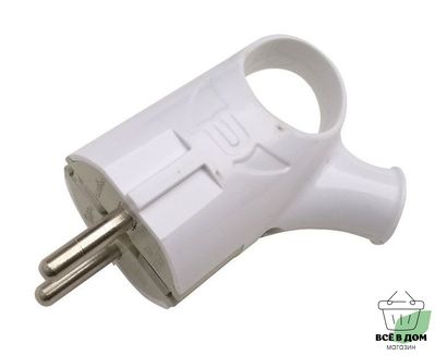 ASD/inHome Вилка угловая земля 16А белая