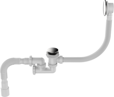 Сифон для ванны 1 1/2" х 40 регулир.,клик-клак перелив автомат,широкий грибок,хром,V512-18-MR [53915