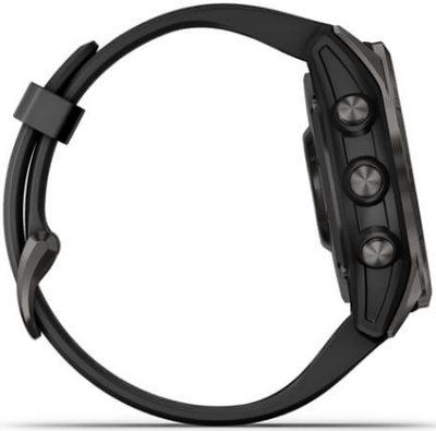 Умные часы Garmin Fenix 7s Sapphire Solar титановый серый DLC с черным ремешком