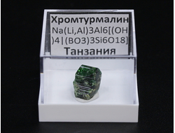 Турмалин зелёный (верделит, хромтурмалин) в пластиковом боксе, Танзания (10*8*7 мм, 0,87 г) №23478