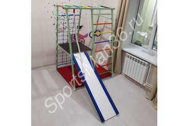 ДСК РАННЕГО РАЗВИТИЯ PLASTEP ТЕРЕМОК 170 С ПЛОЩАДКОЙ МЕТАЛЛ. Цвет: фисташковый+цветные перекладины 