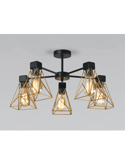 Потолочная люстра в стиле лофт 70107/5 черный/латунь Eurosvet