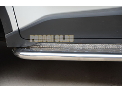 Пороги с накладным листом d42 для Toyota C-HR (2018-...)