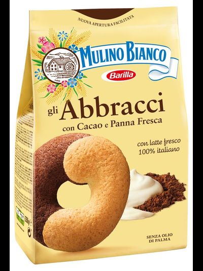 ПЕЧЕНЬЕ ПЕСОЧНОЕ MULINO BIANCO ABBRACCHI СДОБНОЕ С КАКАО И СЛИВКАМИ, ТМ "BARILLA"