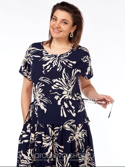 Платье женское А-силуэта с растительным орнаментом