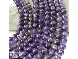 Аметист с рисунком шары в ассортименте, цена за нить 19 см