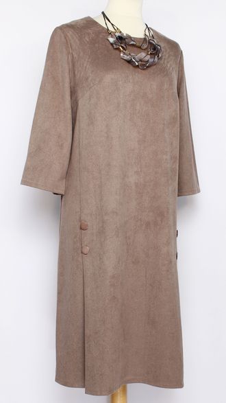 ПЛАТЬЕ "СКЛАДКИ-РУБЧИК" кофе р.50-56