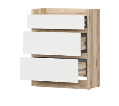 Брауни Комод 3 ящика Дуб Делано/Белый