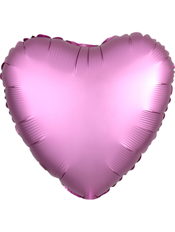 Шар фольгированный с гелием "Сердце Сатин фламинго" 45см