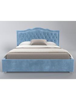 Современная дизайнерская кровать Ренессанс мини, мягкое высокое изголовье, катерная стяжка, фанера, усиленная металлом, с подъемным механизмом и бельевым ящиком