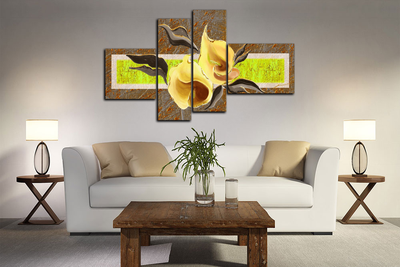 Модульная картина "Цветы на зеленом"