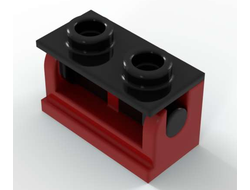 Hinge Brick 1 x 2 with Black Top Plate 3937 / 3938, Red (3937c02)