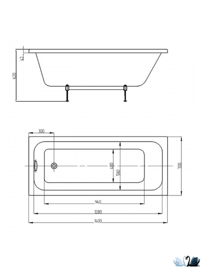 Ванна Aquatek Мия 140x70 см MIY140-0000001, акриловая, прямоугольной формы