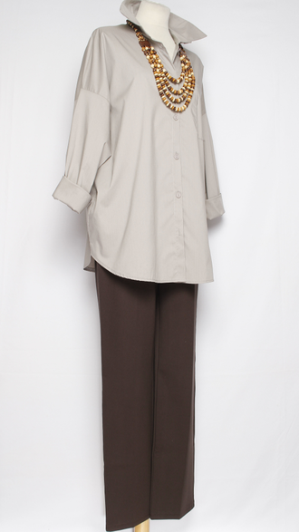 РУБАШКА "КЛАССИКА Карман" серо-бежевая р.50,52,54,56,58,60