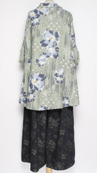 РУБАШКА ВИСКОЗА "СИНИЕ ЦВЕТЫ" хаки, жёлтая, фуксия, бежевая до р.56