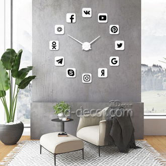 3d настенные часы "Социальные сети"