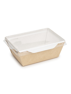 Салатник с прозр. кр. (крафт/бел), 400мл