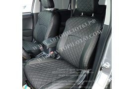 Mitsubishi Outlander XL (2006-2012) (экокожа ромб, черный+черный)