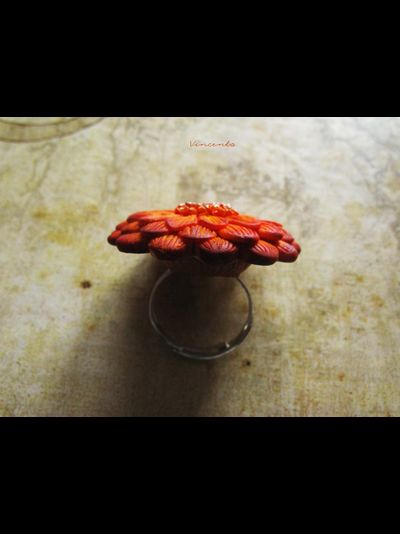 Необычное кольцо-цветок &quot;Мандариновая Календула&quot;. Кольцо-календула