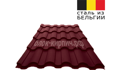 Металлочерепица kredo velur Ral 3005 красное вино Grand line