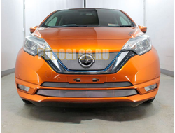 Защита радиатора Nissan Note 2016-2020 chrome верх (Японская сборка)