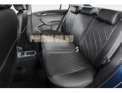 Авточехлы задняя спинка 40/60, рисунок Ромб для Volkswagen Polo VI лифтбек (комплектации без заднего подлокотника) 2020-