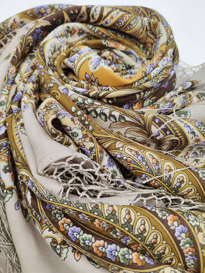 Павловопосадский платок Золотое сердце 2022-16