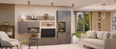 Гостиная СТЕЛЛА Серый Оникс/Гикори Джексон светлый