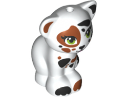 Cat, Friends / Elves, Sitting with Lime Eyes and Black and Dark Orange Patches Pattern Vega, White (11602pb06 / 6215211)