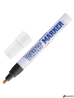 Маркер-краска лаковый (paint marker) MUNHWA, 4 мм, ЧЕРНЫЙ, нитро-основа, алюминиевый корпус, PM-01. 151481