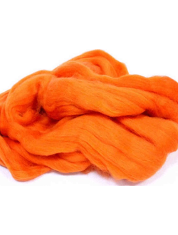 Шерсть для валяния, лента гребенная, Камтекс, полутонкая, апельсин  (062), 50г