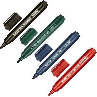 Набор перманентных маркеров Attache (синий, зеленый, красный, черный)