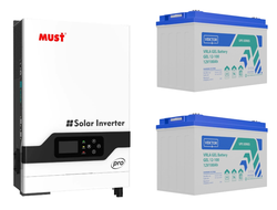 Комплект ИБП на основе инвертора Must PV18-4024 PRO II и двух аккумуляторов гелиевых Vektor GEL 12-100 (2 шт.)